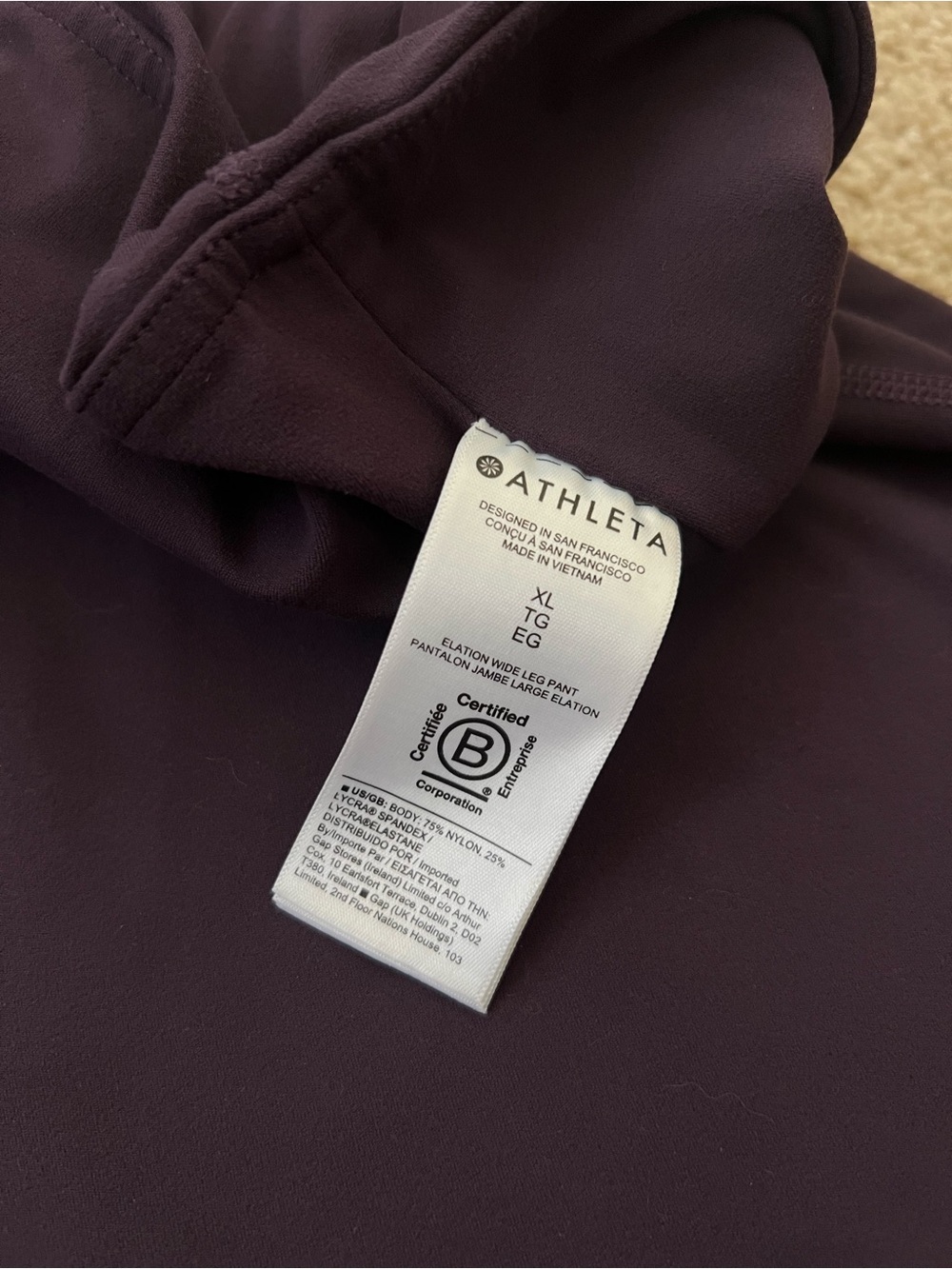 Athleta Women’s XL Elation Wide Leg Pants Plum High Waist Athleisure Comfy - Picture 6 of 7